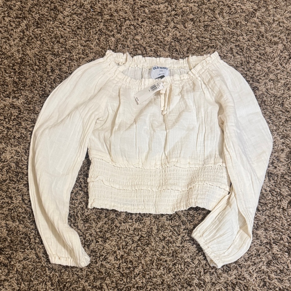 Old Navy Cream Smocked Kids Blouse
